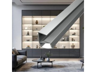ALP-060 GLASS SHELF Ezüst - üvegpolc profil LED szalaghoz (Fekete búrával)