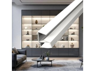 ALP-060 GLASS SHELF Fehér - üvegpolc profil LED szalaghoz (Fekete búrával)