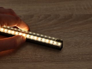 GLASS SHELF Fekete - üvegpolc profil LED szalaghoz (Átlátszó búrával)