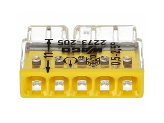 2273 Wago Compact vezeték összekötő, 5 x 2.5mm² vezeték nyílásos