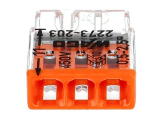 2273 Wago Compact vezeték összekötő, 3 x 2.5mm² vezeték nyílásos