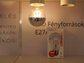 E27 LED izzó Retro filament (4W/360°) Körte - meleg fehér, SilverTop tükrös Kifutó!