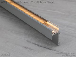 Gipszkarton élvilágító - APA12 - LED szalagos élvilágításhoz, oldalra világít (Fekete búrával)