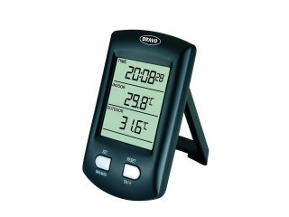 Vezeték nélküli digitális hőmérő, órával (fekete) - B-5053