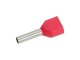 Vezetékre erősíthető érvéghüvely dupla 2x1.0 mm2 vezetékekhez, piros (100 db)