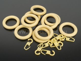 Függönykarika 28 mm-es fa karnishoz (10 db) - fenyő