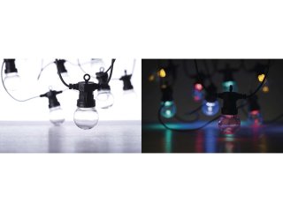 Kültéri dekorációs LED égősor (10 db átlátszó izzó, 5 méter, 5 Watt) multicolor