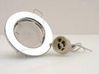 LED szpot szett: króm keret + 5 Wattos, meleg fehér GU10 LED lámpa + GU10 csatlakozó (kettesével rendelhető)