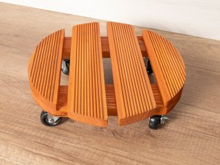 Gurulós virágtartó kültéri-beltéri, 30 cm, Flora Roll Lasure: lakkozott keményfa, kerek