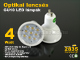 LED lámpa GU10 (COB2835x9/4W/60°) meleg fehér Lencsés