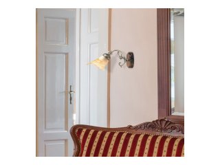 Rustic 3 rusztikus megjelenésű fali lámpa (E14) fém+fa szerkezet, mintás búrával