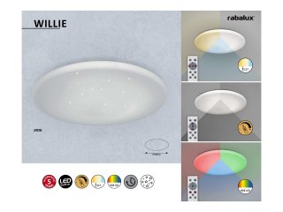 Willie LED mennyezeti lámpa (40W) RGB+CCT színváltós és fehér fényű lámpa távirányítóval