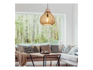 Zahara függeszték, fém+rattan (E27) natúr