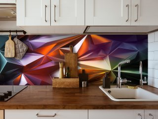 Soner konyhai hátfal, absztrakt, 3D hatású, műanyag falburkolat, hajlítható, törés- és hőálló 60x120 cm