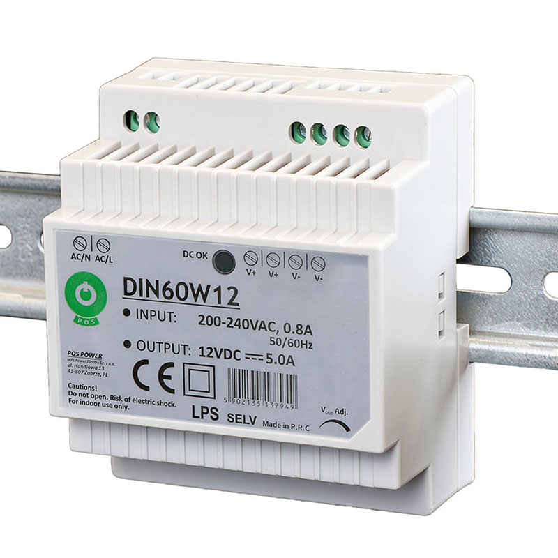 LED tápegység 12 Volt - sínre szerelhető (60W/5A)
