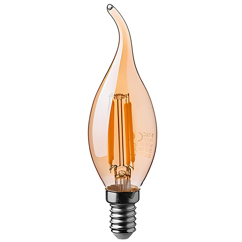 E14 LED izzó Vintage filament (4W/300°) Láng - extra meleg fehér Kifutó