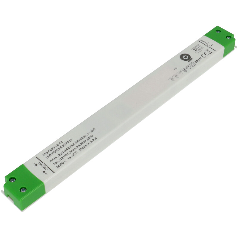 LED tápegység 12 Volt - műanyag házas, ipari (60W/5A) Long, 3 év garancia