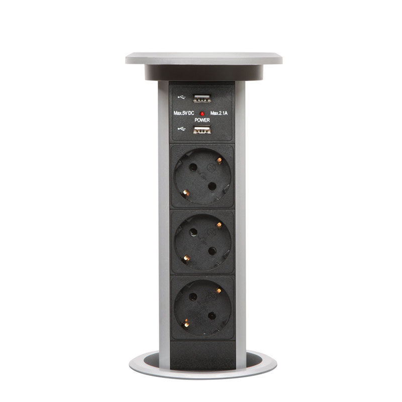 Smart Power Tower motoros, süllyeszthető elosztó (3-as+2 USB) SR, utolsó, bemutatótermi darab