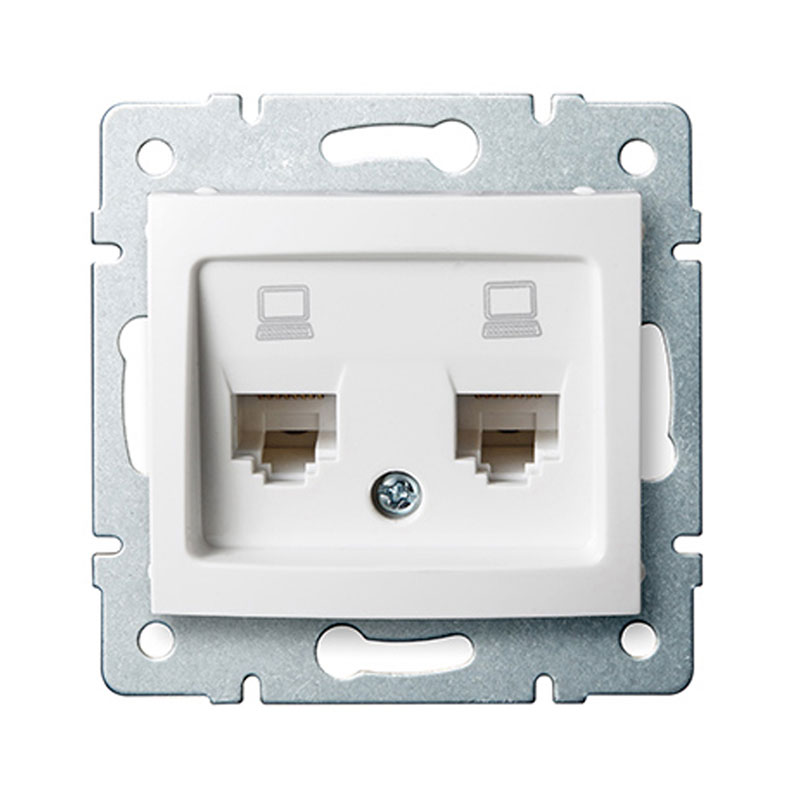 DOMO - Számítógép aljzat Cat5e, 2-es, keret nélkül, fehér