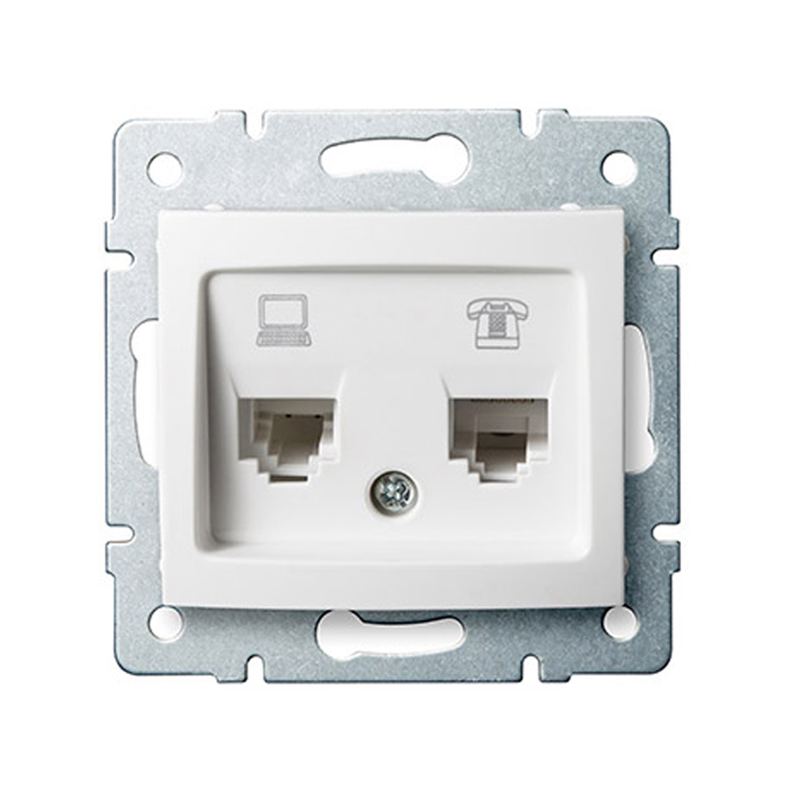 DOMO - Számítógép aljzat Cat5e-RJ11, keret nélkül, fehér