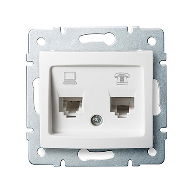DOMO - Számítógép aljzat Cat6-RJ11, keret nélkül, fehér