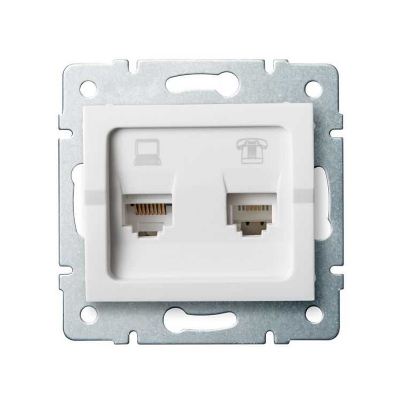 LOGI - Számítógép aljzat Cat5e-RJ11, keret nélkül, fehér