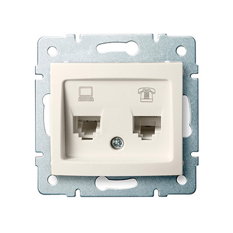 DOMO - Számítógép aljzat Cat5e-RJ11, keret nélkül, krémszínű