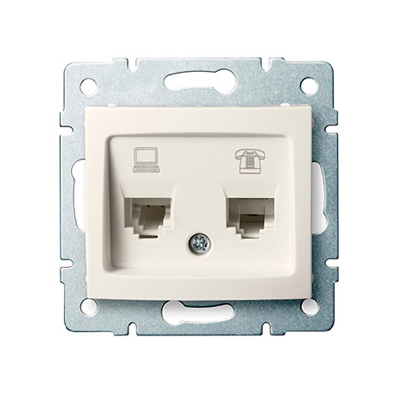 DOMO - Számítógép aljzat Cat 6-RJ11, keret nélkül, krémszínű