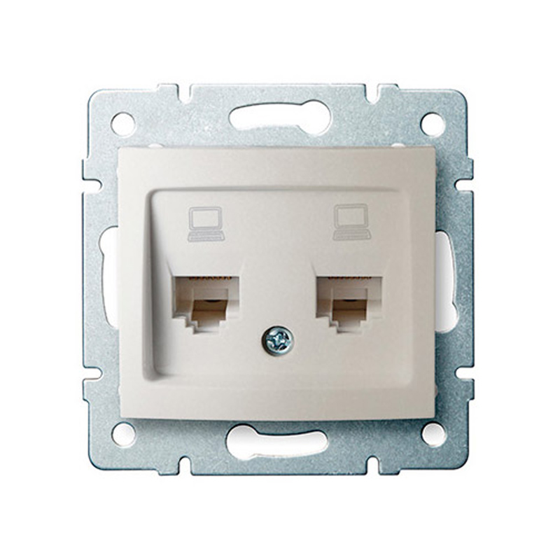 DOMO - Számítógép aljzat Cat5e, 2-es, keret nélkül, gyöngyfehér