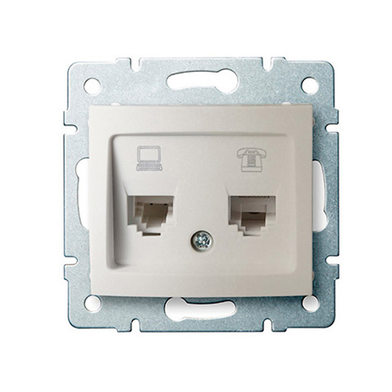 DOMO - Számítógép aljzat Cat5e-RJ11, keret nélkül, gyöngyfehér