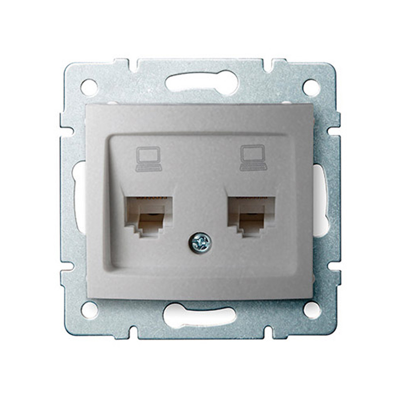 DOMO - Számítógép aljzat Cat5e, 2-es, keret nélkül, ezüst