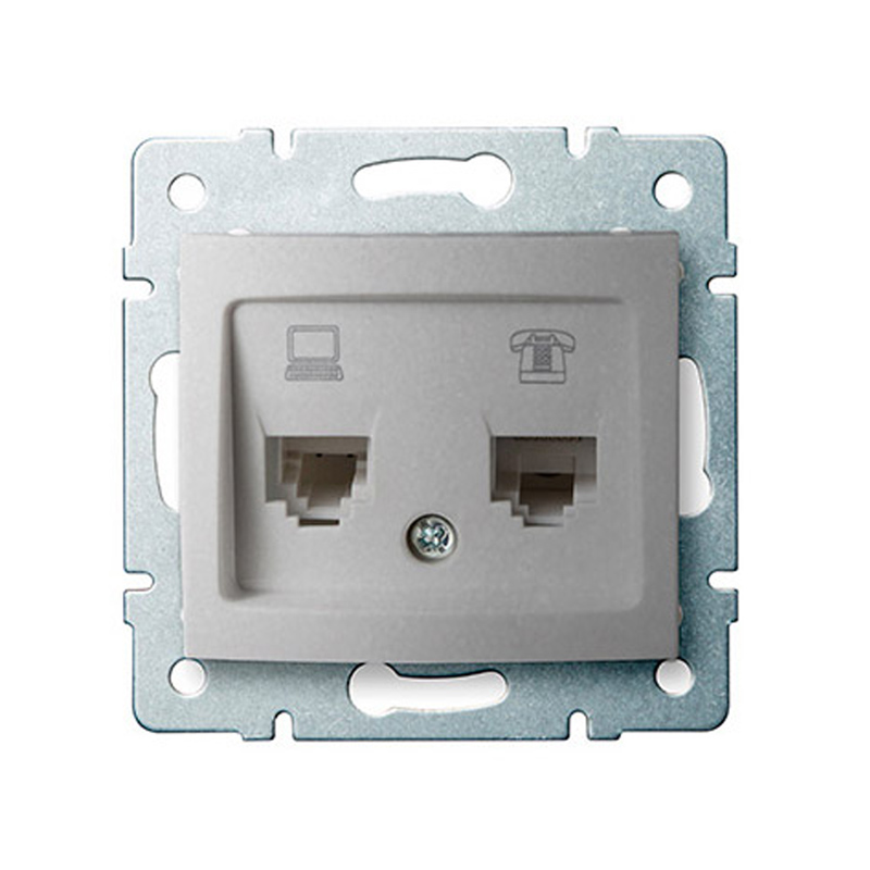 DOMO - Számítógép aljzat Cat5e-RJ11, keret nélkül, ezüst