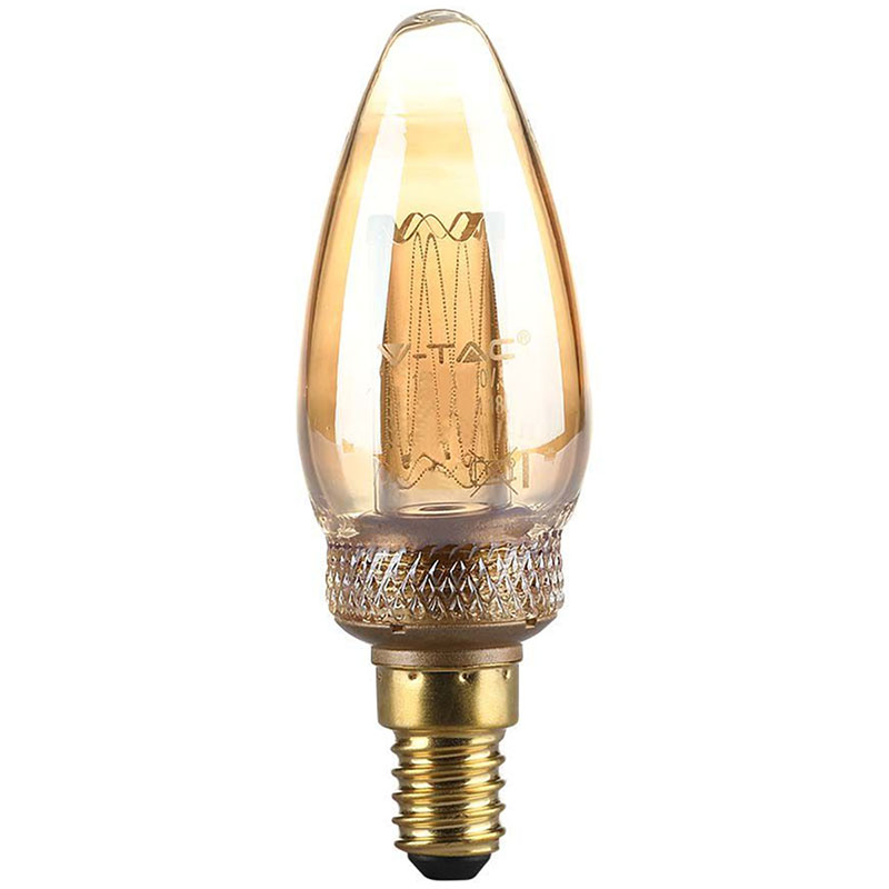 E14 LED izzó Vintage filament (2W/300°) Designer gyertya - extra meleg fehér