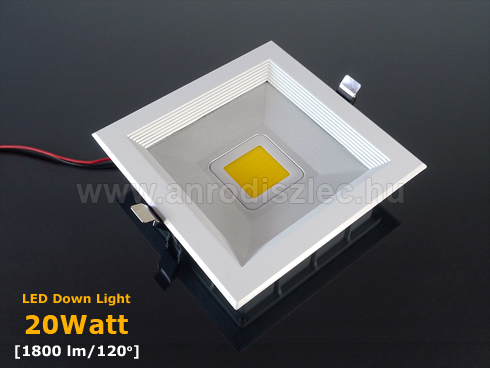 LED mélysugárzó (190 mm) 20W (négyzet) meleg fehér