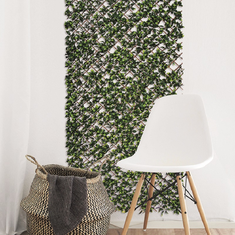 Műleveles apácarács zöld levelekkel Trellibambu  (100x200 cm) falra vagy kerítésre