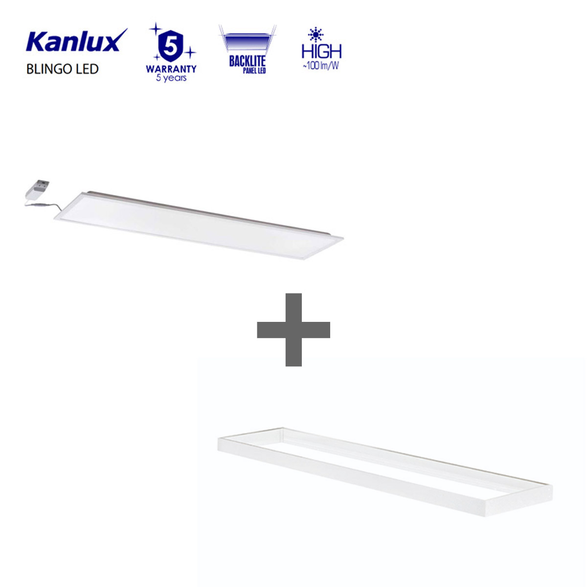 LED panel (1200 x 300mm) 38W - természetes fehér (BLINGO)+ kiemelő keret