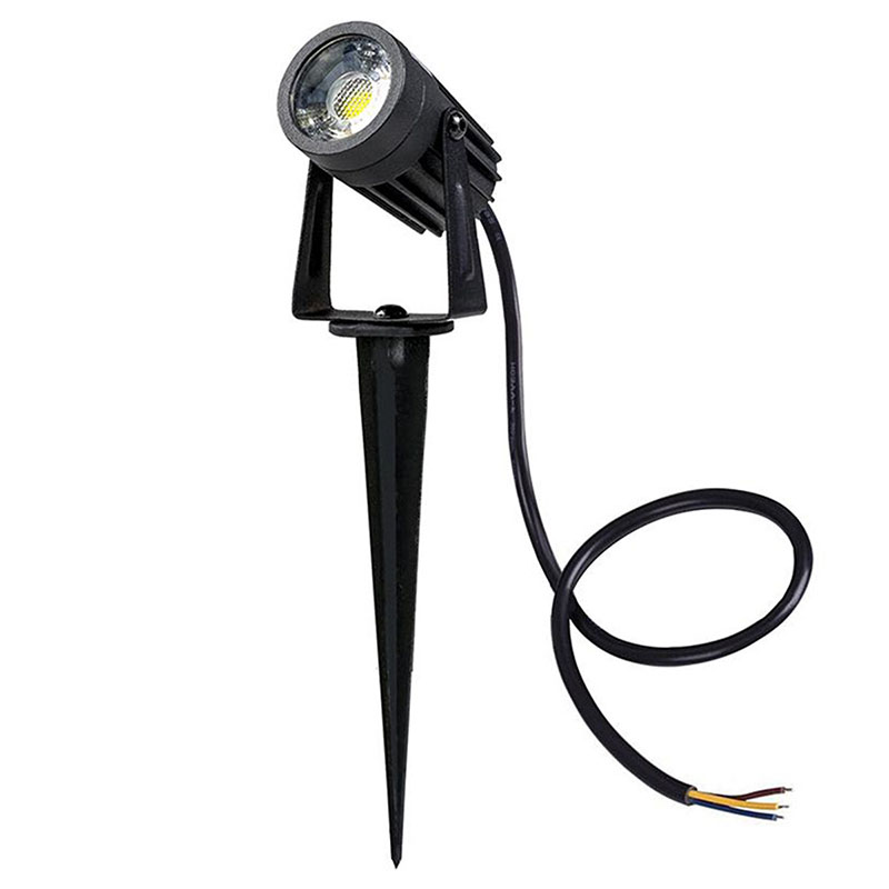 Leszúrható LED reflektorlámpa, fekete (3W) meleg fehér, IP67