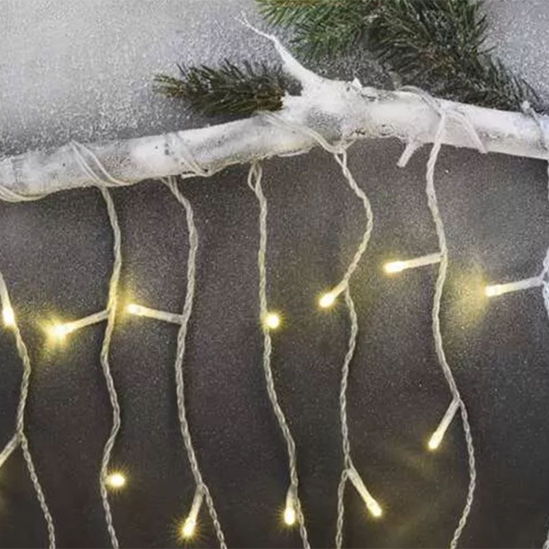 Jégcsap LED fényfüggöny (5m hosszú, 70cm magas, 300 LED) meleg fehér, 8 funkciós, távirányító