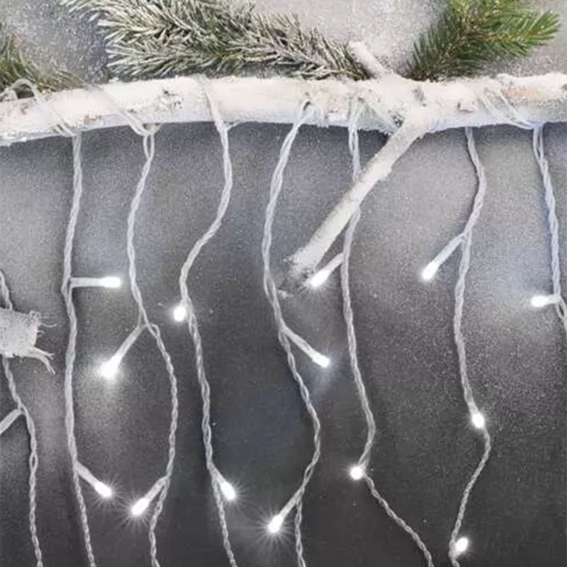 Jégcsap LED fényfüggöny (5m hosszú, 70cm magas, 300 LED) hideg fehér, 8 funkciós, távirányító