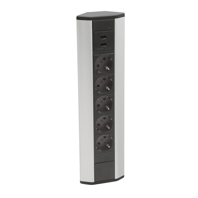 Sarokelosztó, téglalap alakú (5-ös+2 USB port)
