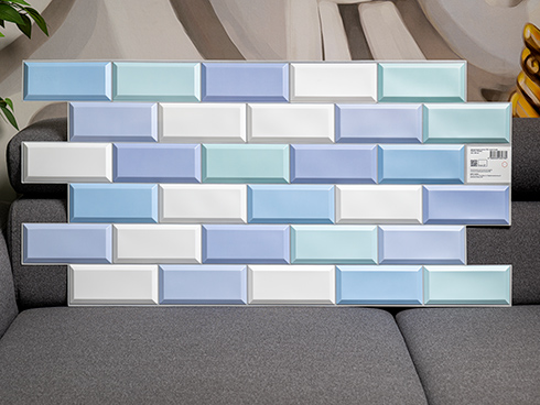 Flexpanel PVC falburkoló lap - Metró csempe kék pasztell műanyag burkolat