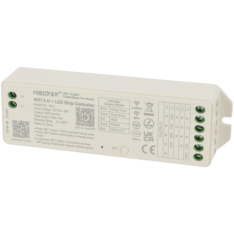 WL5, Group Control RGB+CCT csoport (zóna) WiFi Smart vezérlő Full color LED szalaghoz