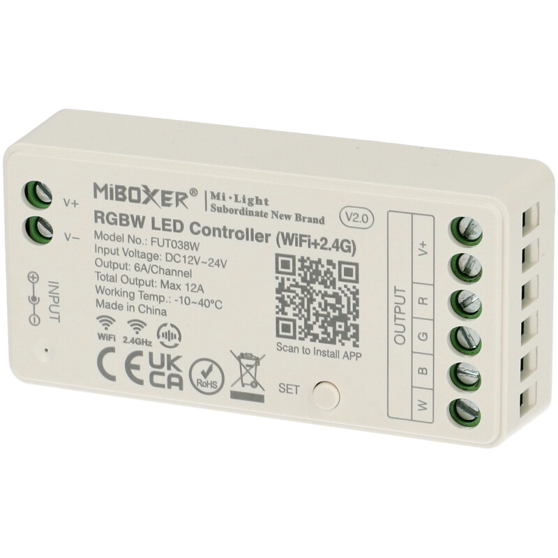 Group Control mini RGBW csoport (zóna) WiFi Smart vezérlő RGB+fehér LED szalaghoz FUT038W