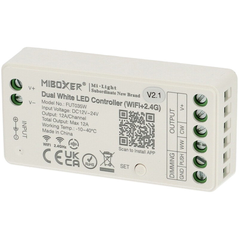 Group Control mini CCT csoport (zóna) WiFi Smart vezérlő két színű LED szalaghoz FUT035W