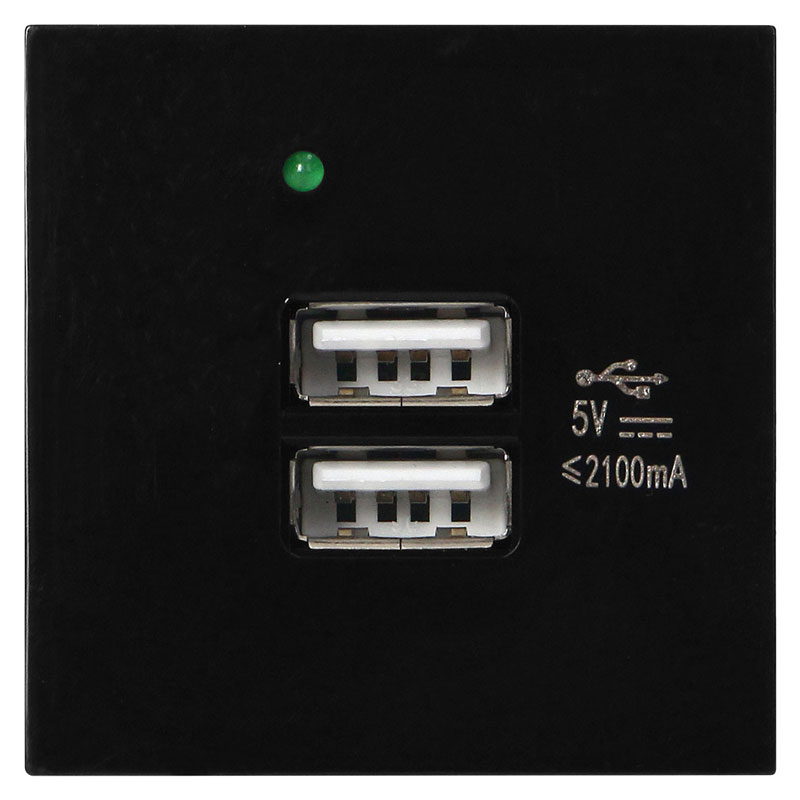 System moduláris elosztóhoz: USB töltőaljzat dupla, 2.1A - fekete