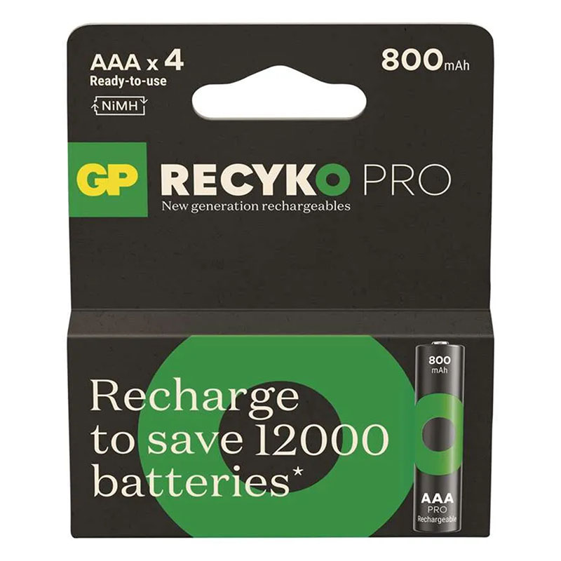 GP ReCyko Pro NiMH - tölthető AAA ceruza elem, 800 mAh (4 db)