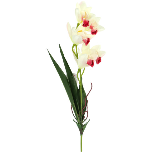 Művirág, selyemvirág - Orchidea (50x10 cm), fehér-rózsaszín