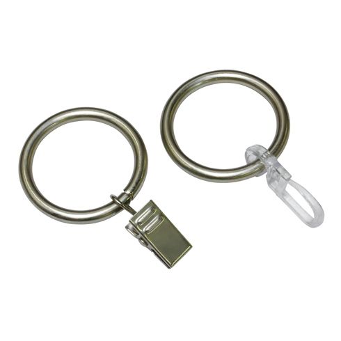 Europa fém függönykarika csipesszel 19 mm-es fém karnishoz (10 db) - ezüst-szatén
