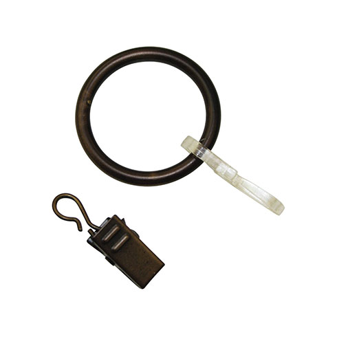 Europa fém függönykarika csipesszel 19 mm-es fém karnishoz (10 db) - bronz