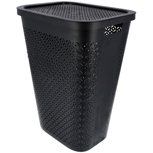 Terrazzo műanyag szennyestartó kosár (55L) - fekete